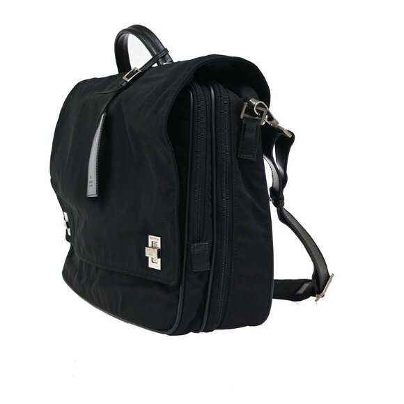 GUCCI Logo Business Shoulder Bag Nylon Leather Black SHW Made in Italy 65KB366 - Picture 2 of 16